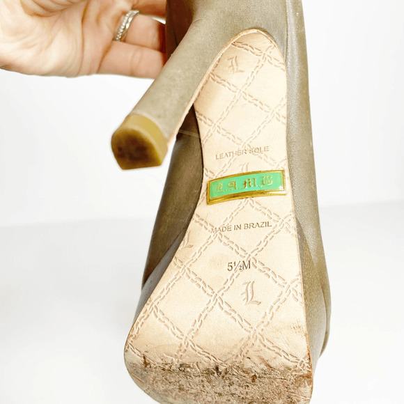 L.A.M.B. Gwen Stefani LAMB oxford peep toe platform pump brown women's us 5.5 - Picture 4 of 6